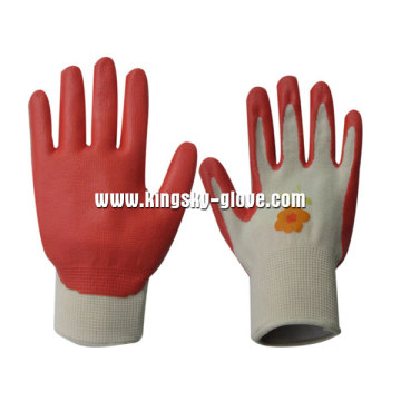 Red Nitrile Coated Open Back Garden Glove-5028